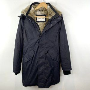 Babaton Women's Black Parka Coat with Faux Fur Lining